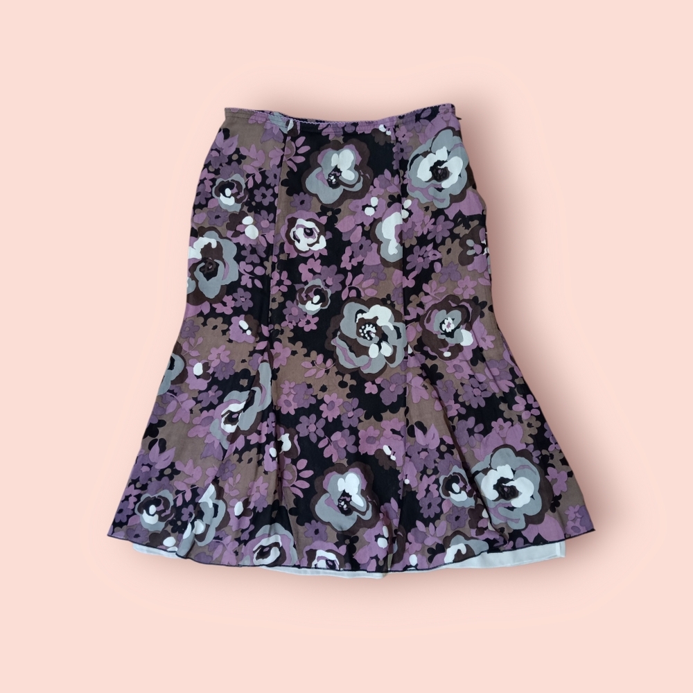 J.Jill Floral Skirt Purple and Black Y2K